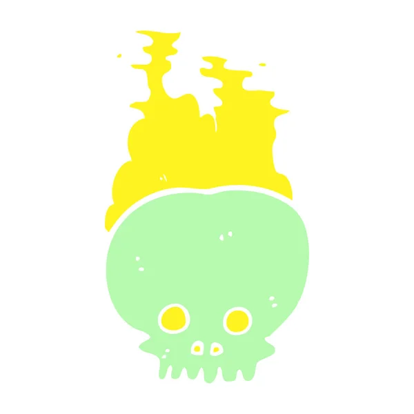 Flat Color Illustration Steaming Skull — Stock Vector