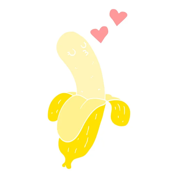 Flache Farbe Stil Cartoon Banane Der Liebe — Stockvektor