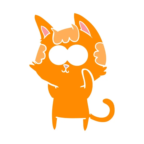 Heureux Plat Couleur Style Dessin Animé Chat — Image vectorielle