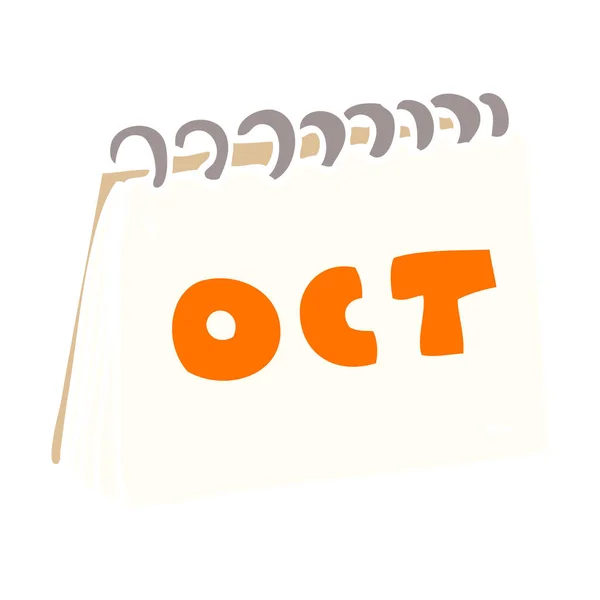 Cartoni Animati Doodle Calendario Che Mostra Mese Ottobre — Vettoriale Stock