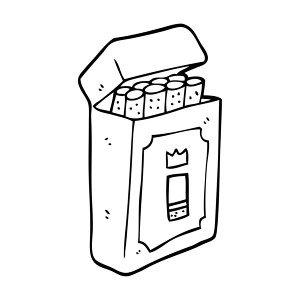 Línea Dibujo Dibujos Animados Paquete Cigarrillos — Vector de stock