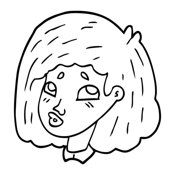 Gambar Garis Wajah Kartun Seorang Gadis - Stok Vektor