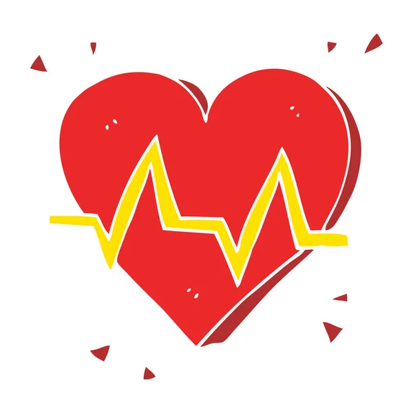 Flat Color Illustration Heart Rate — Stock Vector