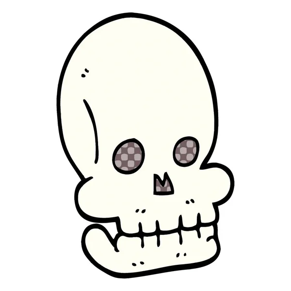 Desenho Animado Doodle Engraçado Crânio —  Vetores de Stock