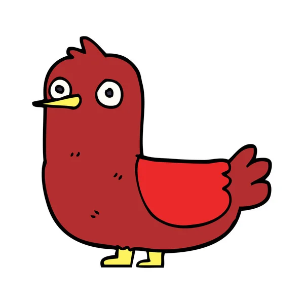 Çizgi Film Doodle Kırmızı Kuş — Stok Vektör