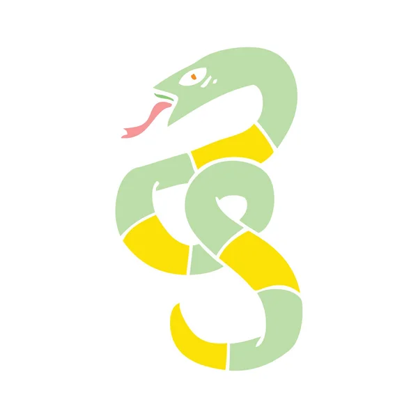 Flat Color Style Cartoon Snake — Stock Vector