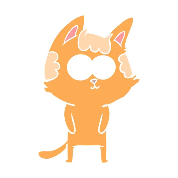 Gato Dibujos Animados Estilo Color Plano Feliz — Vector de stock