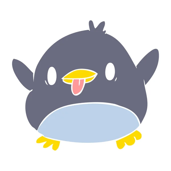 Carino Stile Piatto Pinguino Cartone Animato — Vettoriale Stock