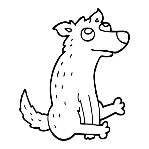 Línea Dibujo Dibujos Animados Perro Sentado — Archivo Imágenes Vectoriales