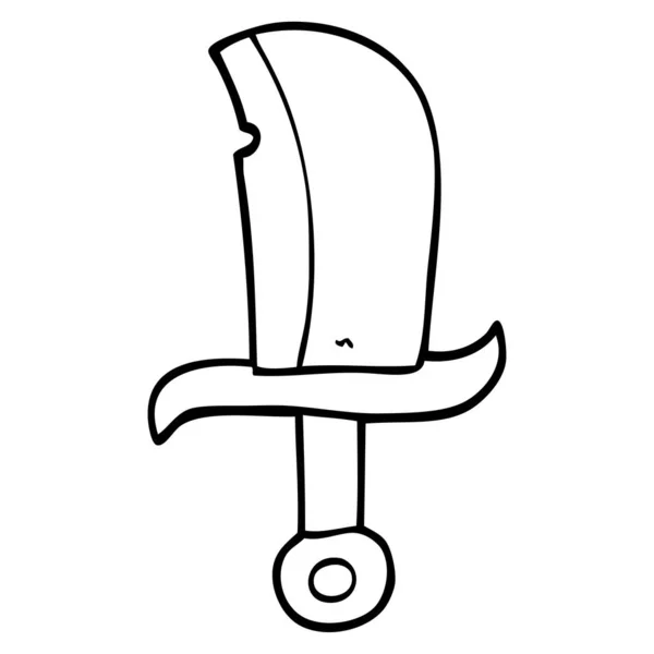 Line Drawing Cartoon Dagger — Stock Vector