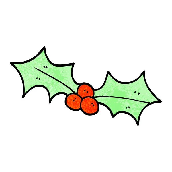 Cartoon Doodle Christmas Holly — Stock Vector