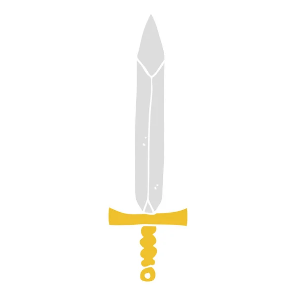 Flat Color Style Cartoon Sword — Stock Vector