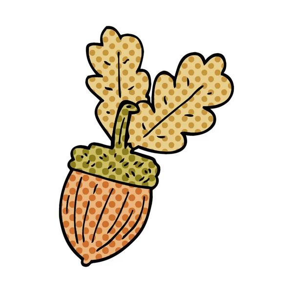 Cartoon Doodle Acorn Vit Bakgrund — Stock vektor