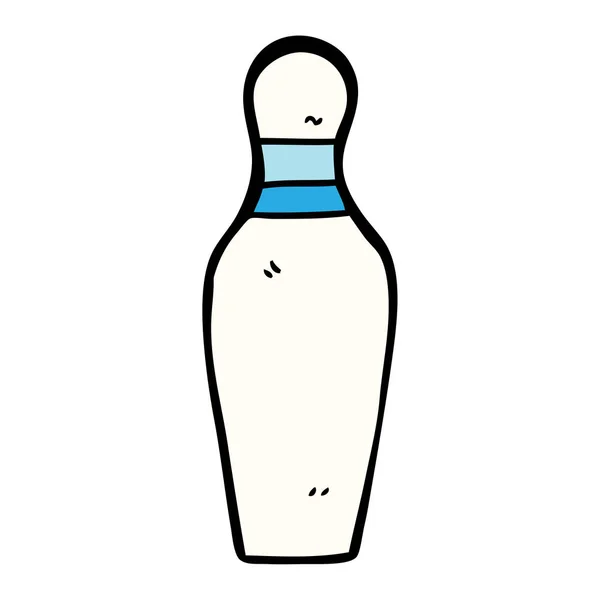 Çizgi Film Doodle Bowling Pin — Stok Vektör