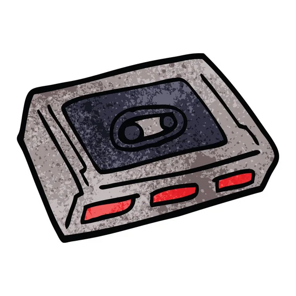 Cartoon Doodle Cassette Tape Deck — Stock Vector