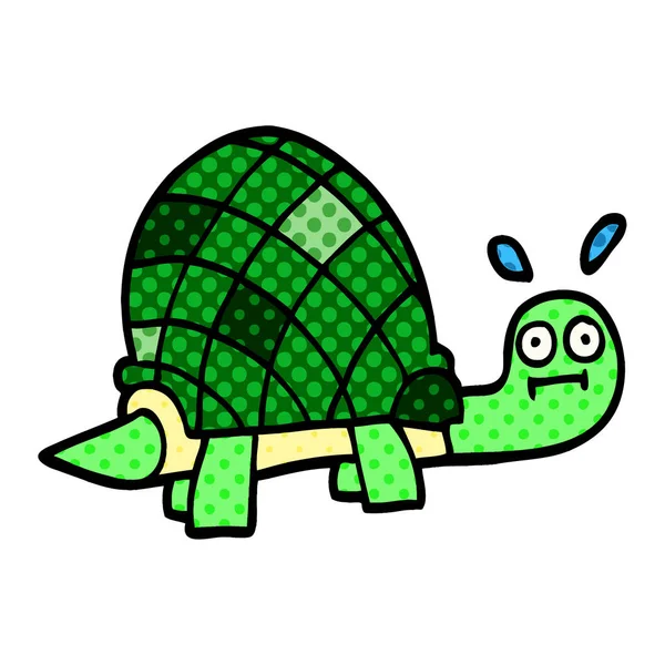 Dessin Animé Gribouille Tortue Drôle — Image vectorielle