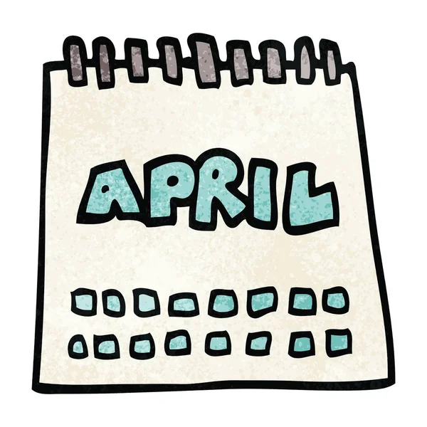 Kreskówka Doodle Kalendarz Wyświetlono Kwietniu — Wektor stockowy