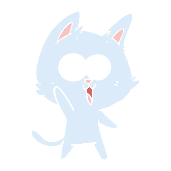 Legrační Plochý Barevný Styl Kreslená Kočka — Stockový vektor