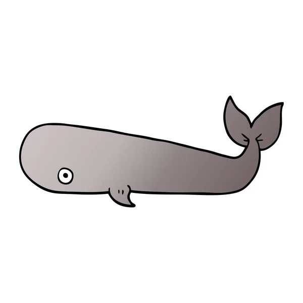 Cartoon Doodle Whale Vit Bakgrund — Stock vektor