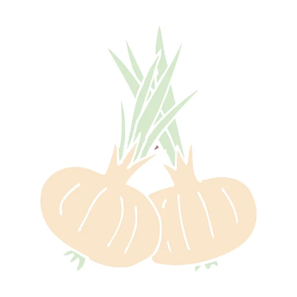 Desenho Animado Doodle Onion Vetor Ilustração —  Vetores de Stock