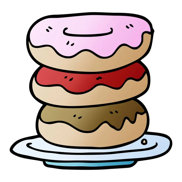 Cartoon Doodle Plaat Van Donuts — Stockvector