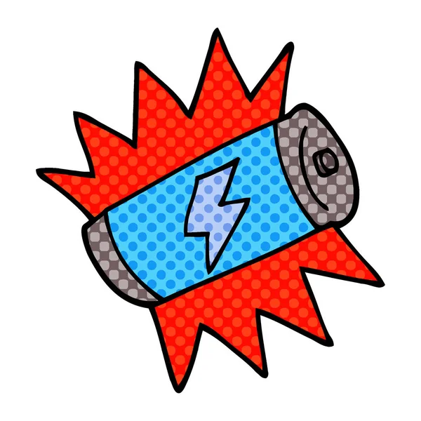 Dessin Animé Doodle Batterie Entièrement Chargée — Image vectorielle