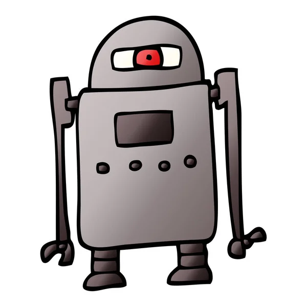 Cartoon Doodle Robot Vit Bakgrund — Stock vektor