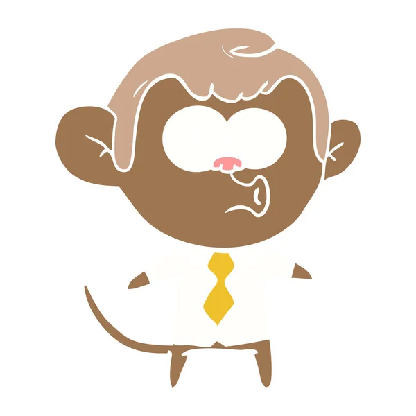 Flat Color Style Cartoon Office Monkey — Stock Vector