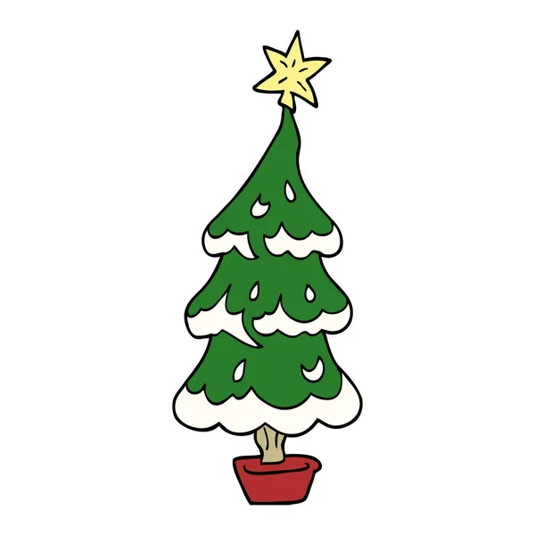 Árvore Natal Doodle Desenhos Animados — Vetor de Stock