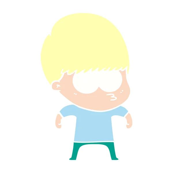 Nervös Flache Farbe Stil Cartoon Boy — Stockvektor