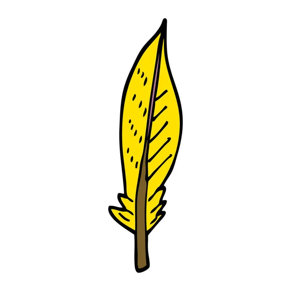 Cartoon Doodle Golden Feather — Stock Vector