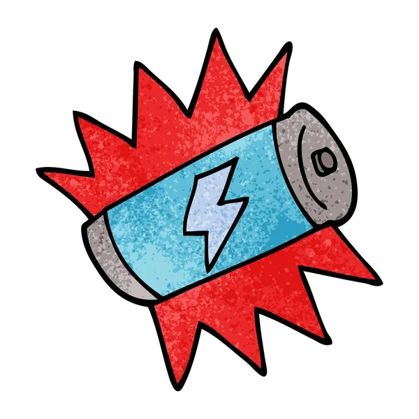 Cartoon Doodle Bateria Totalmente Carregada — Vetor de Stock