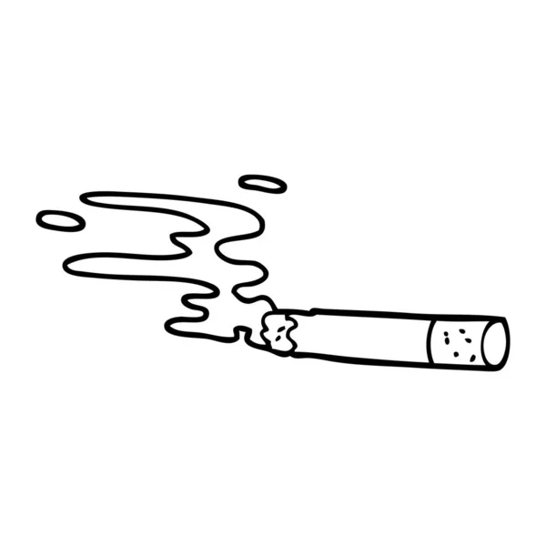 Line Drawing Cartoon Cigarette — Stock Vector