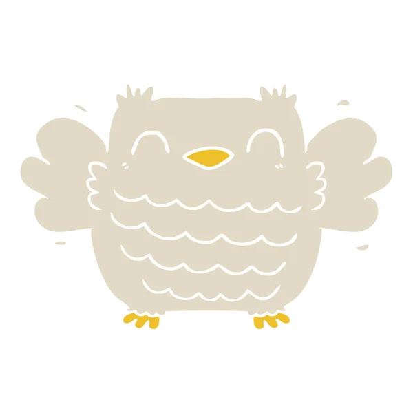 Platt Färg Stil Tecknad Owl — Stock vektor