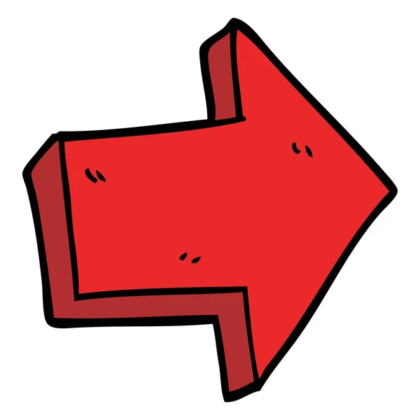 Desenho Animado Doodle Seta Vermelha — Vetor de Stock