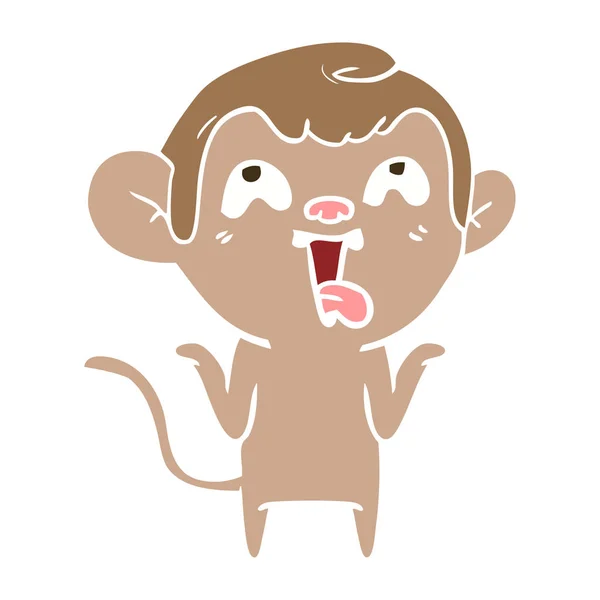 Crazy Plochý Barevný Styl Kreslená Opice — Stockový vektor