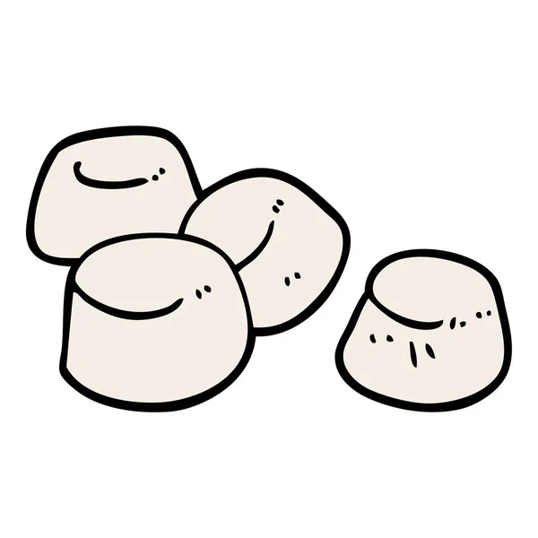 Cartone Animato Doodle Gustosi Marshmallow — Vettoriale Stock