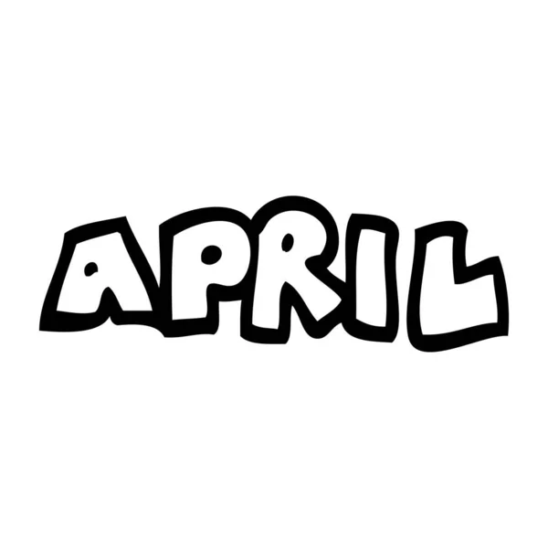 Lijntekening Cartoon Maand April — Stockvector