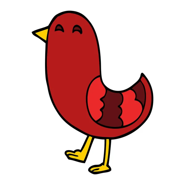 Dessin Animé Doodle Oiseau Rouge — Image vectorielle