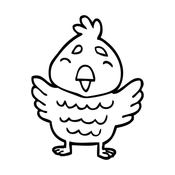 Line Drawing Cartoon Red Bird — Stock Vector
