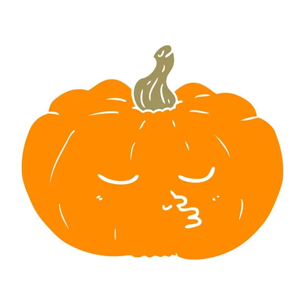 Flat Color Style Cartoon Pumpkin — Stock Vector