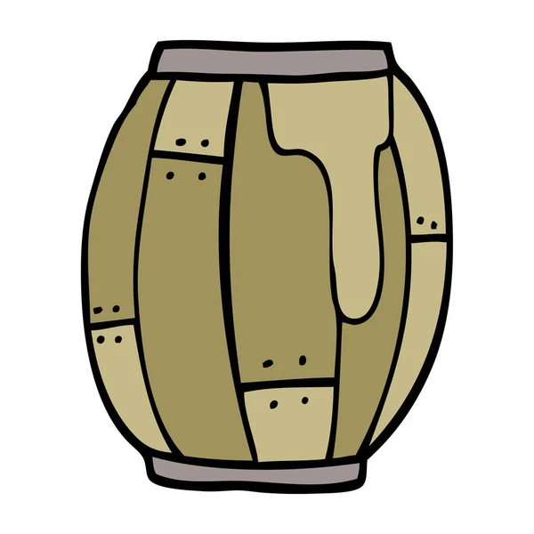 Caricature Doodle Bière Baril — Image vectorielle