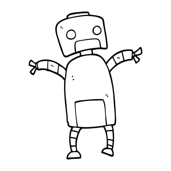 Línea Dibujo Dibujos Animados Robot Baile — Vector de stock