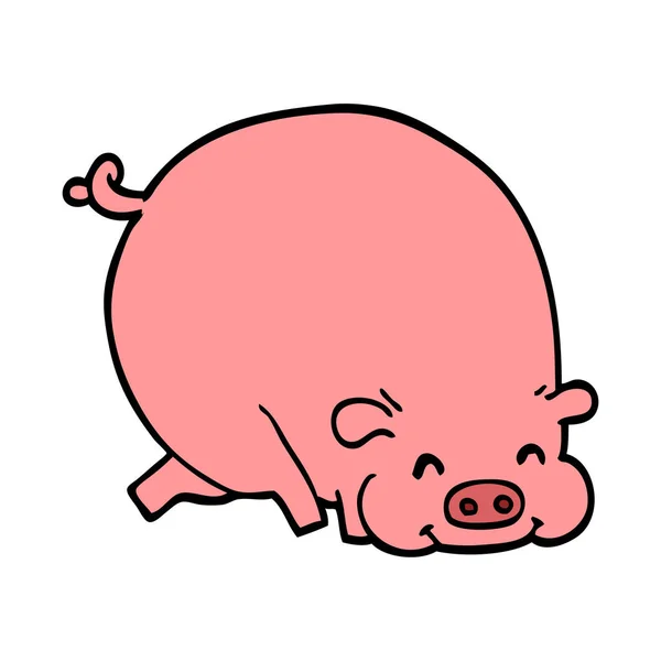 Dessin Animé Doodle Gros Porc — Image vectorielle