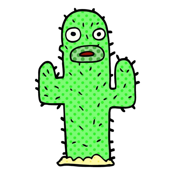 Cartoon Doodle Kaktus Flaches Symbol Isoliert Auf Weißem Hintergrund Vektor — Stockvektor