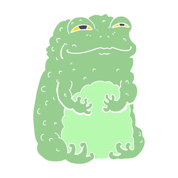 Flat Color Style Cartoon Smug Toad — Stock Vector