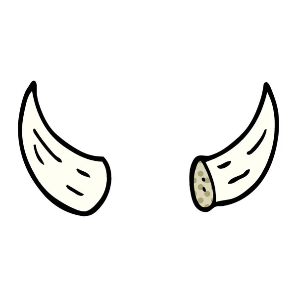 Cartoon Doodle Horns Fundo Branco — Vetor de Stock