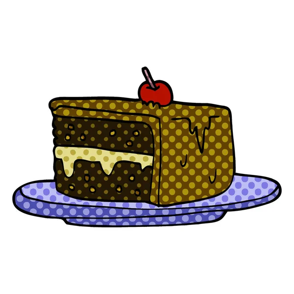 Tranche Gâteau Doodle Dessin Animé — Image vectorielle