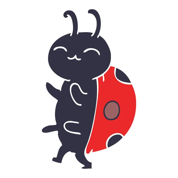 Mignon Dessin Animé Doodle Coccinelle — Image vectorielle