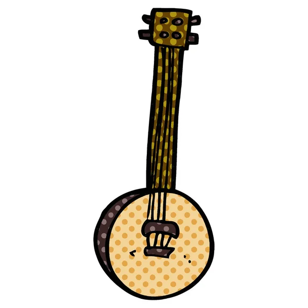 Desenho Animado Doodle Velho Banjo —  Vetores de Stock